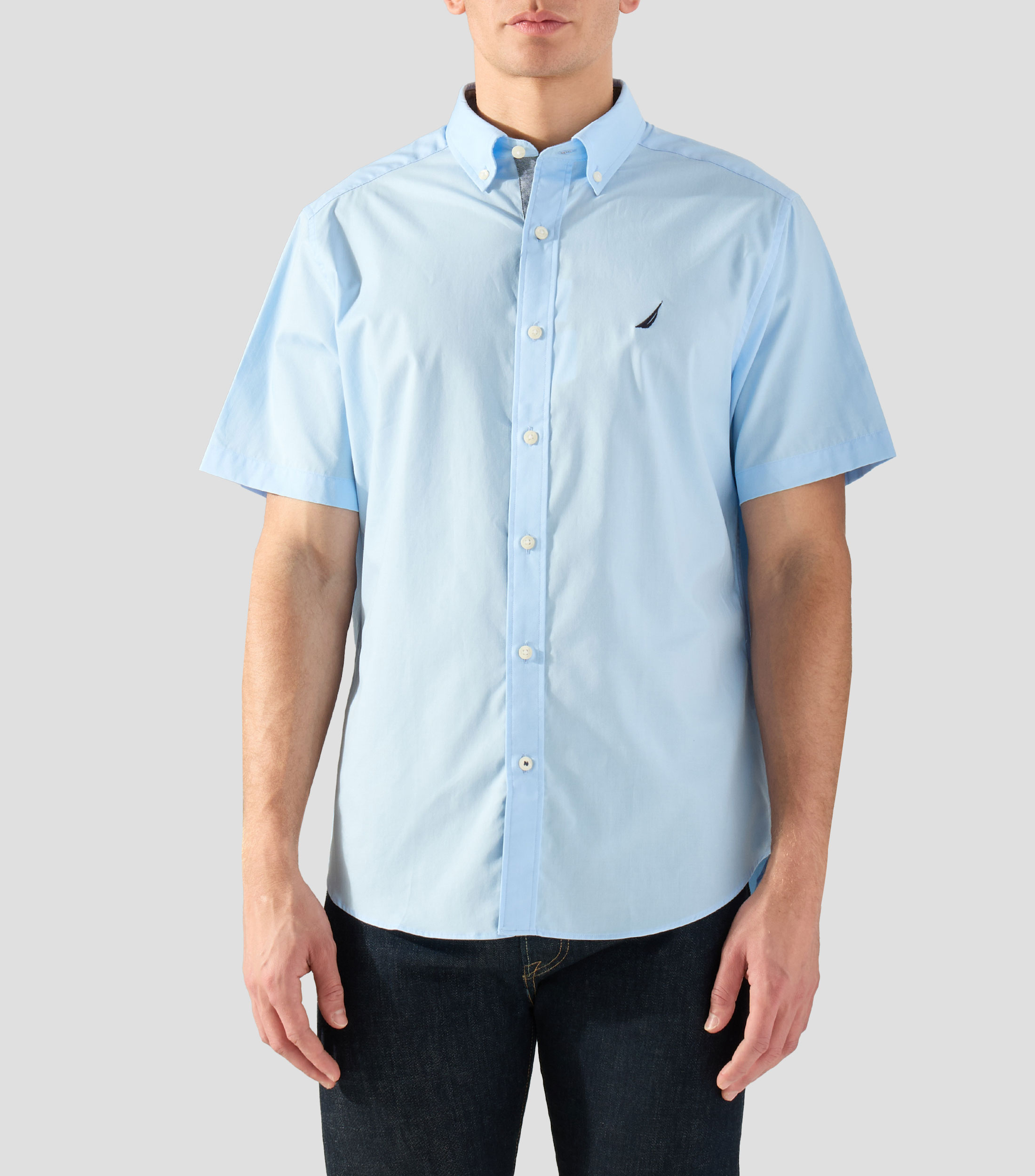 Camisa lisa con manga corta Hombre